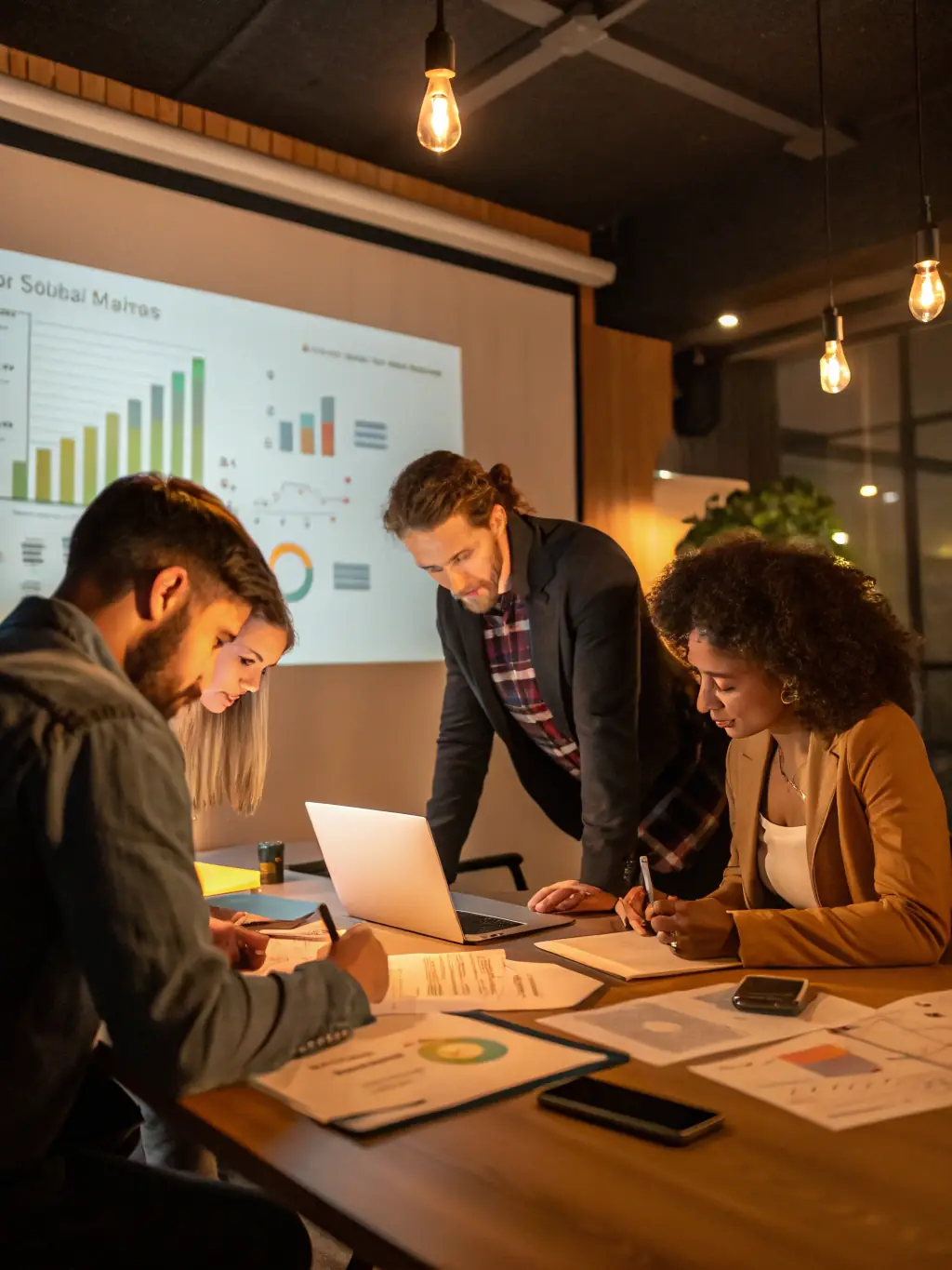 A consultant working closely with a startup founder, brainstorming ideas and strategies on a whiteboard in a collaborative and innovative environment, showcasing Dawn of Bosa's personalized advisory approach.