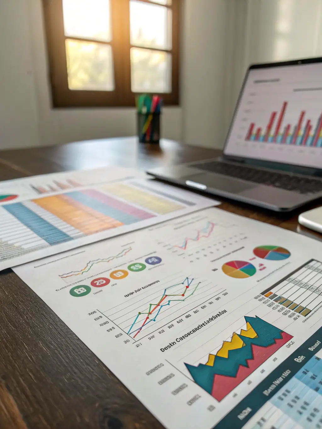 A detailed market analysis report with charts and graphs, highlighting key trends and opportunities, reflecting Dawn of Bosa's expertise in providing insightful market analysis for startups.